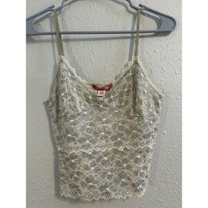 Fairycore Y2K Rare Vintage Unique Coquette Hollister Cami Top Lace Green Crop S